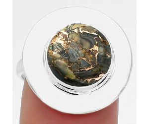 Natural Copper Abalone Shell Ring size-8 SDR160149 R-1082, 11x11 mm