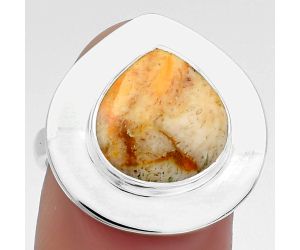 Natural Coral Jasper Ring size-8 SDR160153 R-1082, 11x11 mm