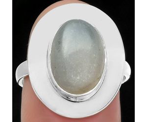 Natural Srilankan Moonstone Ring size-7.5 SDR160158 R-1082, 9x13 mm
