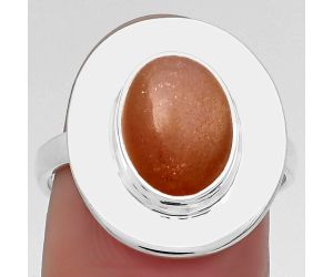 Natural Peach Moonstone Ring size-8 SDR160190 R-1082, 8x11 mm