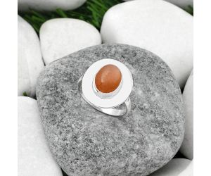 Natural Peach Moonstone Ring size-8 SDR160190 R-1082, 8x11 mm