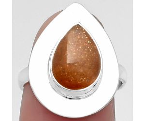 Natural Sunstone - Namibia Ring size-7.5 SDR160194 R-1082, 8x12 mm