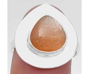 Natural Sunstone - Namibia Ring size-8 SDR160200 R-1082, 10x10 mm