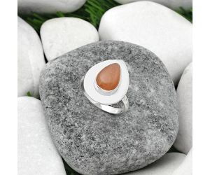 Natural Peach Moonstone Ring size-8 SDR160201 R-1082, 8x12 mm