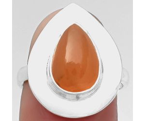 Natural Peach Moonstone Ring size-7.5 SDR160202 R-1082, 8x12 mm