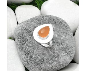 Natural Peach Moonstone Ring size-7.5 SDR160202 R-1082, 8x12 mm