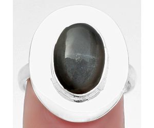 Natural Gray Moonstone Ring size-7.5 SDR160206 R-1082, 9x12 mm