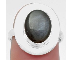Natural Gray Moonstone Ring size-7.5 SDR160219 R-1082, 9x12 mm