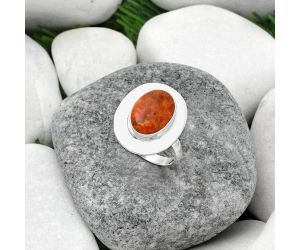 Natural Red Sponge Coral Ring size-8 SDR160224 R-1082, 9x13 mm