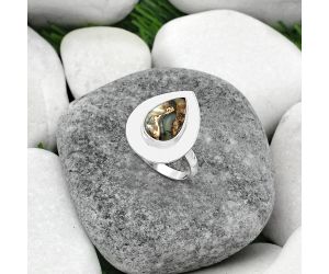 Natural Copper Abalone Shell Ring size-8 SDR160225 R-1082, 8x13 mm