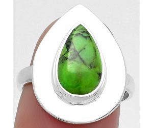 Natural Green Matrix Turquoise Ring size-7.5 SDR160282 R-1082, 8x12 mm
