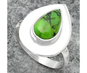 Natural Green Matrix Turquoise Ring size-7.5 SDR160282 R-1082, 8x12 mm
