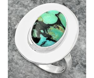 Lucky Charm Tibetan Turquoise Ring size-7.5 SDR160283 R-1082, 8x12 mm