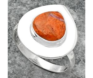 Natural Red Sponge Coral Ring size-8 SDR160317 R-1082, 9x9 mm