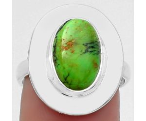 Natural Green Matrix Turquoise Ring size-7.5 SDR160319 R-1082, 8x12 mm