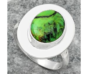 Natural Green Matrix Turquoise Ring size-7.5 SDR160326 R-1082, 9x12 mm