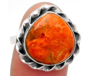 Natural Red Sponge Coral Ring size-8.5 SDR160385 R-1083, 15x15 mm