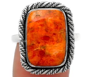 Natural Red Sponge Coral Ring size-9 SDR160480 R-1013, 11x16 mm