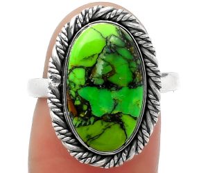 Natural Green Matrix Turquoise Ring size-8.5 SDR160526 R-1013, 10x16 mm