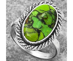 Natural Green Matrix Turquoise Ring size-8.5 SDR160526 R-1013, 10x16 mm