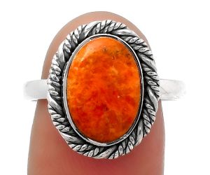 Natural Red Sponge Coral Ring size-8.5 SDR160590 R-1013, 9x13 mm