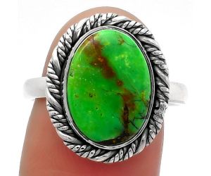 Natural Green Matrix Turquoise Ring size-8.5 SDR160597 R-1013, 10x14 mm