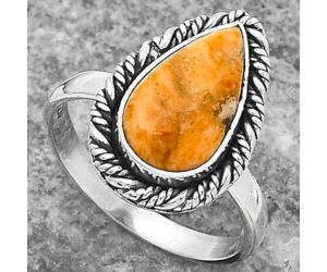 Natural Coral Jasper Ring size-8.5 SDR160602 R-1013, 8x14 mm