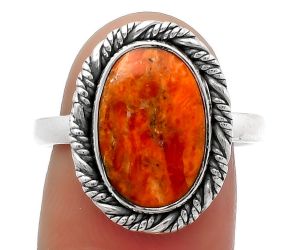 Natural Red Sponge Coral Ring size-8.5 SDR160609 R-1013, 9x14 mm