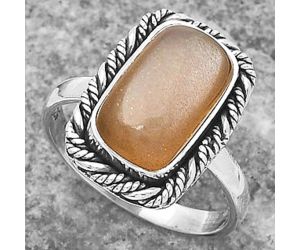 Natural Peach Moonstone Ring size-8.5 SDR160614 R-1013, 8x14 mm