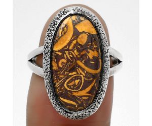 Natural Coquina Fossil Jasper - India Ring size-7 SDR160832 R-1307, 10x20 mm