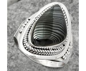 Crown Of Silver Psilomelane - Black Malachite Ring size-9 SDR160906 R-1278, 11x18 mm