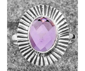 Faceted Natural Amethyst - Brazil Ring size-7.5 SDR160972 R-1086, 8x10 mm