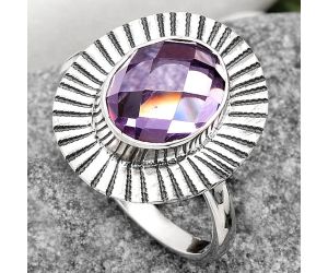 Faceted Natural Amethyst - Brazil Ring size-7.5 SDR160972 R-1086, 8x10 mm