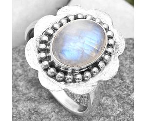 Natural Rainbow Moonstone - India Ring size-7.5 SDR161029 R-1088, 8x10 mm