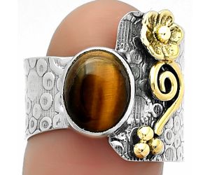 Two Tone - Natural Tiger Eye - Africa Ring size-8 SDR161374 R-1681, 8x10 mm