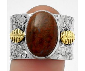 Two Tone - Natural Red Moss Agate Ring size-9 SDR161381 R-1534, 10x14 mm
