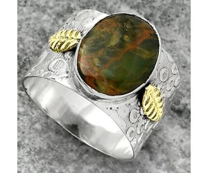 Two Tone - Turkish Rainforest Chrysocolla Ring size-9 SDR161390 R-1534, 11x14 mm