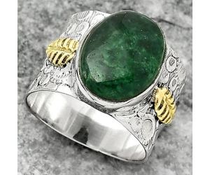Two Tone - Natural Green Aventurine Ring size-8 SDR161412 R-1534, 11x15 mm