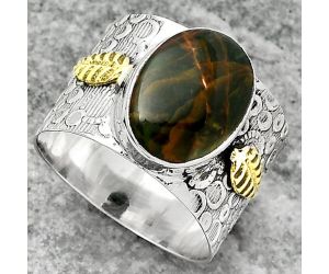 Two Tone - Turkish Rainforest Chrysocolla Ring size-9 SDR161424 R-1534, 10x14 mm