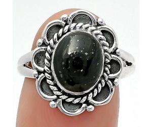 Natural Nuummite Ring size-8 SDR161507 R-1256, 8x10 mm
