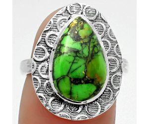 Natural Green Matrix Turquoise Ring size-7 SDR161716 R-1090, 9x15 mm