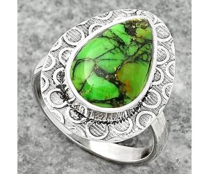 Natural Green Matrix Turquoise Ring size-7 SDR161716 R-1090, 9x15 mm