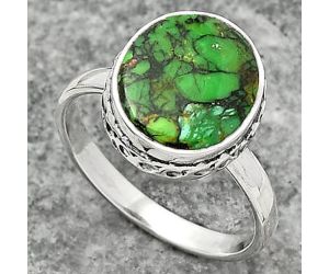 Natural Green Matrix Turquoise Ring size-8 SDR161841 R-1191, 11x13 mm