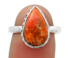 Natural Red Sponge Coral Ring size-8 SDR161846 R-1191, 9x14 mm