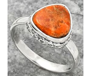 Natural Red Sponge Coral Ring size-8.5 SDR161849 R-1191, 10x10 mm