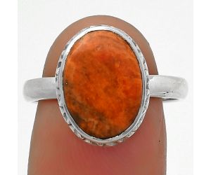 Natural Red Sponge Coral Ring size-8.5 SDR161886 R-1191, 9x13 mm