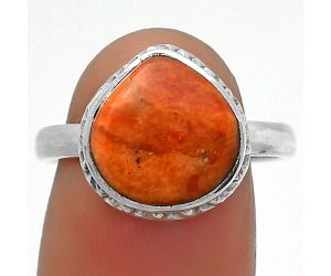Natural Red Sponge Coral Ring size-8.5 SDR161889 R-1191, 12x12 mm