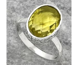 Faceted Natural Lemon Quartz Ring size-8 SDR161954 R-1191, 10x14 mm