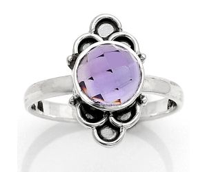Faceted Natural Amethyst - Brazil Ring size-8 SDR162084 R-1104, 8x8 mm