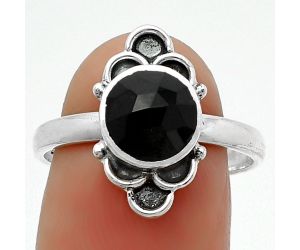 Faceted Natural Black Onyx - Brazil Ring size-8.5 SDR162089 R-1104, 8x8 mm